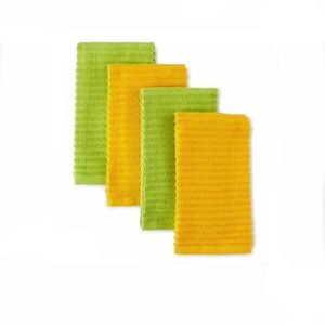 JCPenney Home Utility Set of 4 Bar Mop Towels Green and Gold